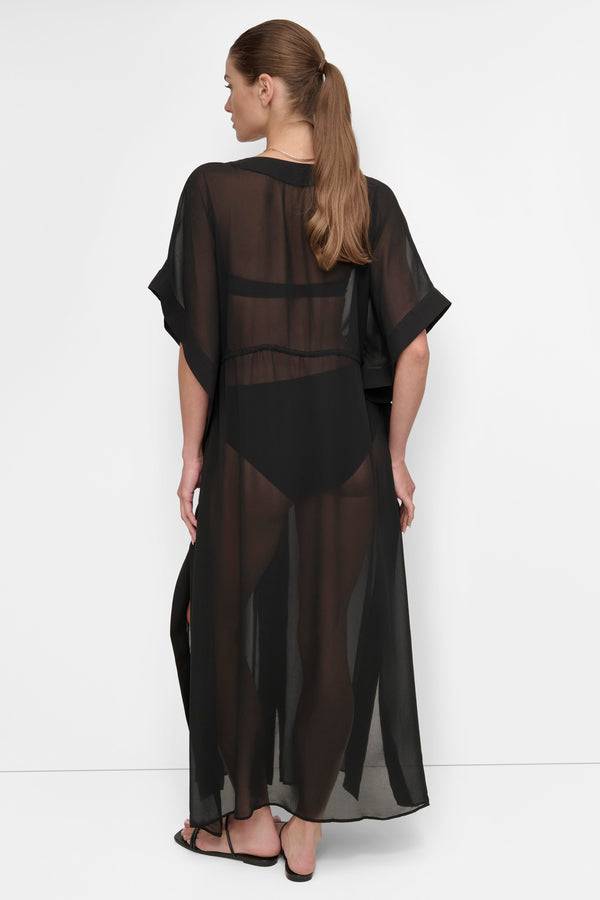 Dkny TIE-FRONT MAXI KAFTAN Black