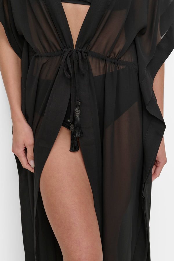 Dkny TIE-FRONT MAXI KAFTAN Black