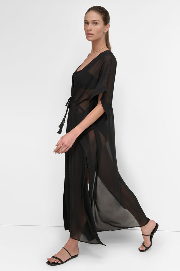 Dkny TIE-FRONT MAXI KAFTAN Black