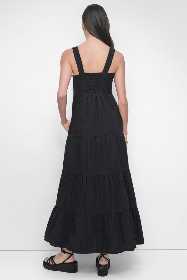 Dkny TIERED MAXI SWING DRESS Black