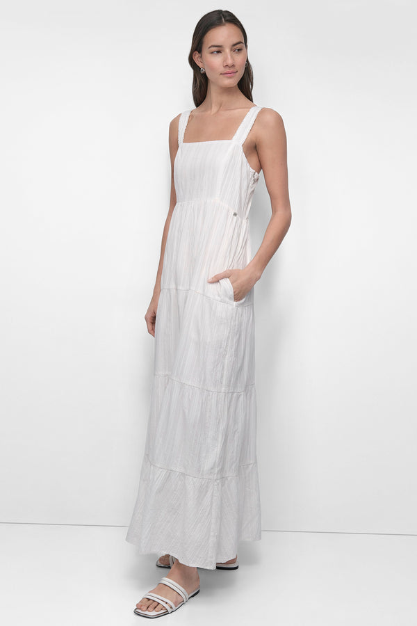 Dkny TIERED MAXI SWING DRESS White