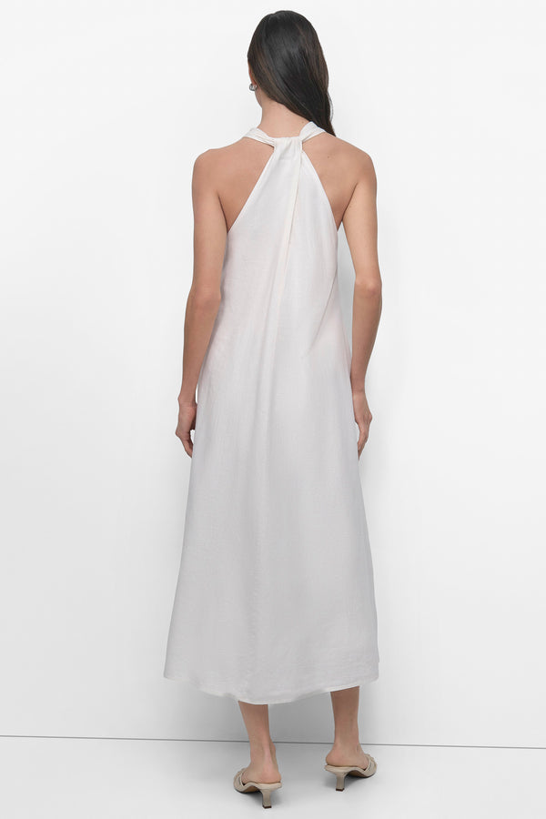 Dkny TWIST RACERBACK MIDI SWING DRESS IVORY