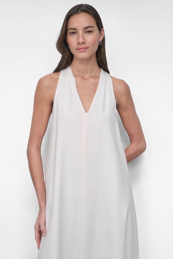 Dkny TWIST RACERBACK MIDI SWING DRESS IVORY