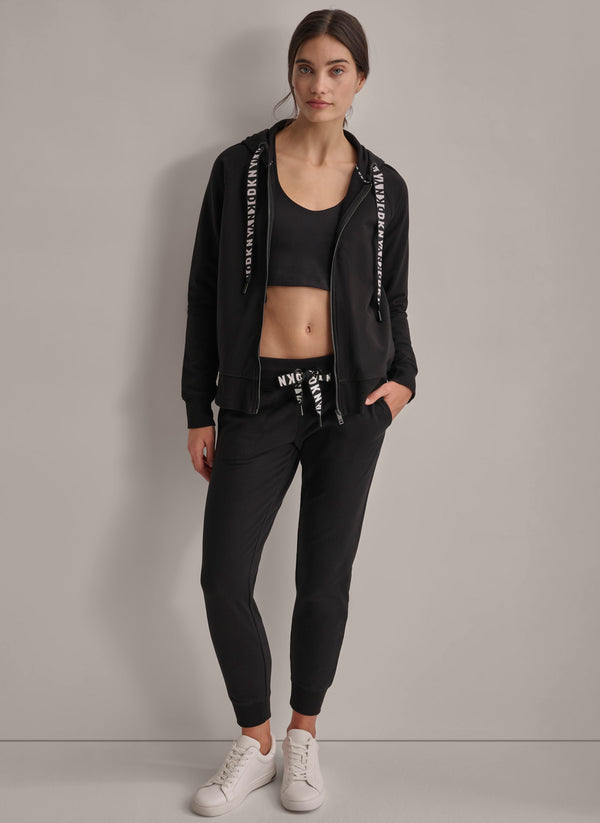 Dkny TWO TONE LOGO DRAWCORD HOODIE Black