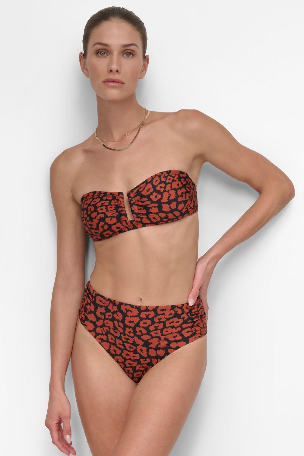 dkny U-WIRE BANDEAU SHIRRED BIKINI Bold Cheetah