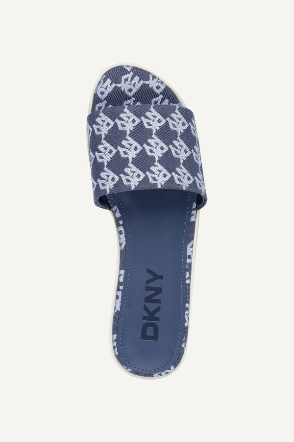 Dkny WACONIA LOGO FLAT SLIDE CELESTE BLUE