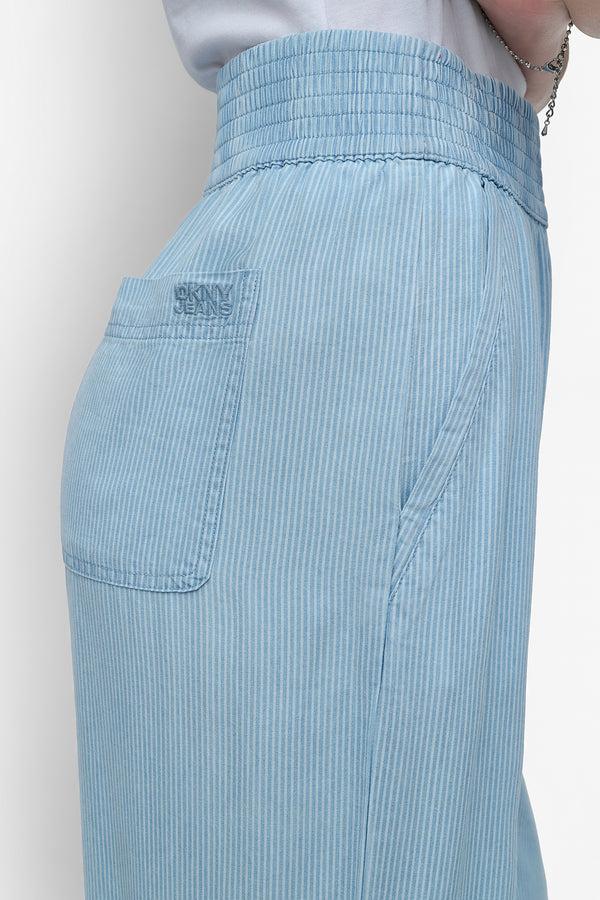 Dkny WIDE LEG ANKLE PANT CHAMBRAY STRIPE