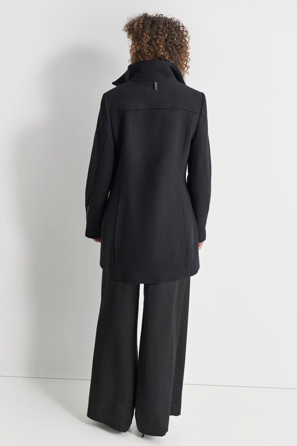 Dkny WOOL COAT WITH ZIPPER DETAIL Black