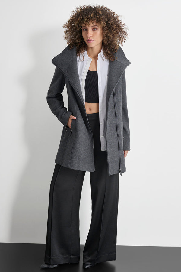 Dkny WOOL COAT WITH ZIPPER DETAIL Grey