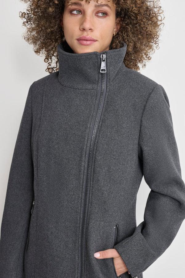 Dkny WOOL COAT WITH ZIPPER DETAIL Grey