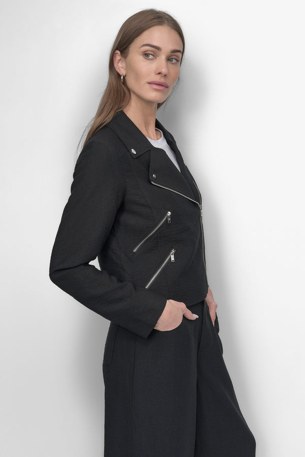 Dkny ZIPPER CRINKLE JACKET Black