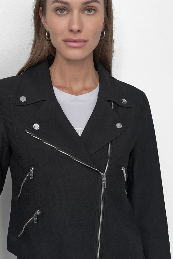 Dkny ZIPPER CRINKLE JACKET Black