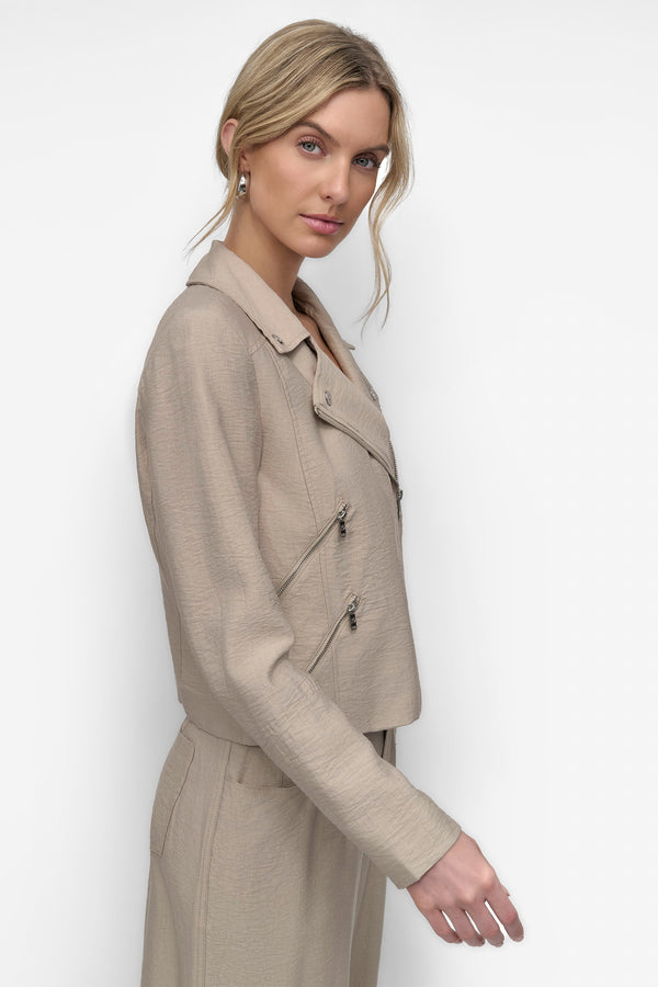 Dkny ZIPPER CRINKLE JACKET PEBBLE
