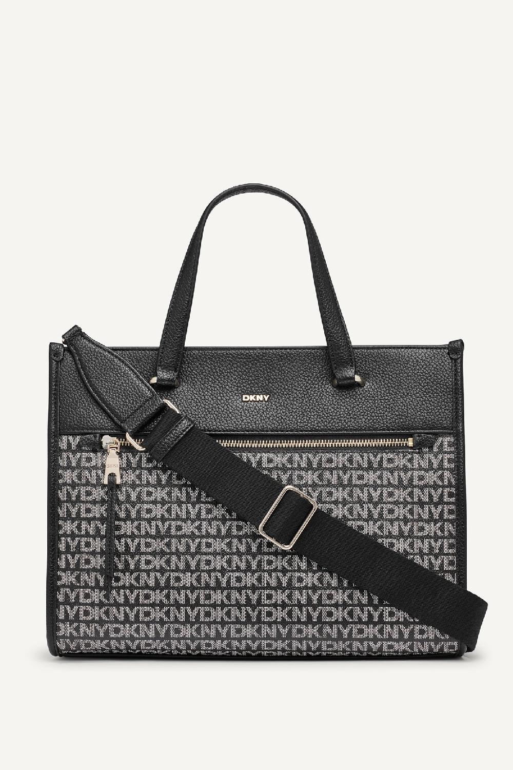 dkny ZOIE LOGO MEDIUM TOTE BLACK LOGO BLACK