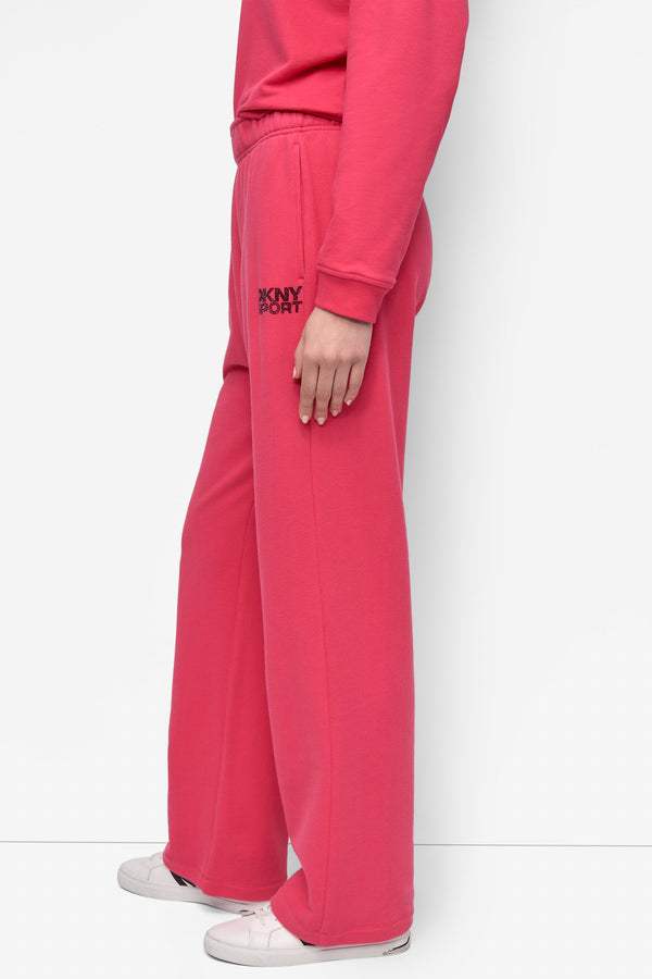 Dkny EXTRA HIGH-RISE LOGO-EMBELLISHED SWEATPANT Azalea/Black