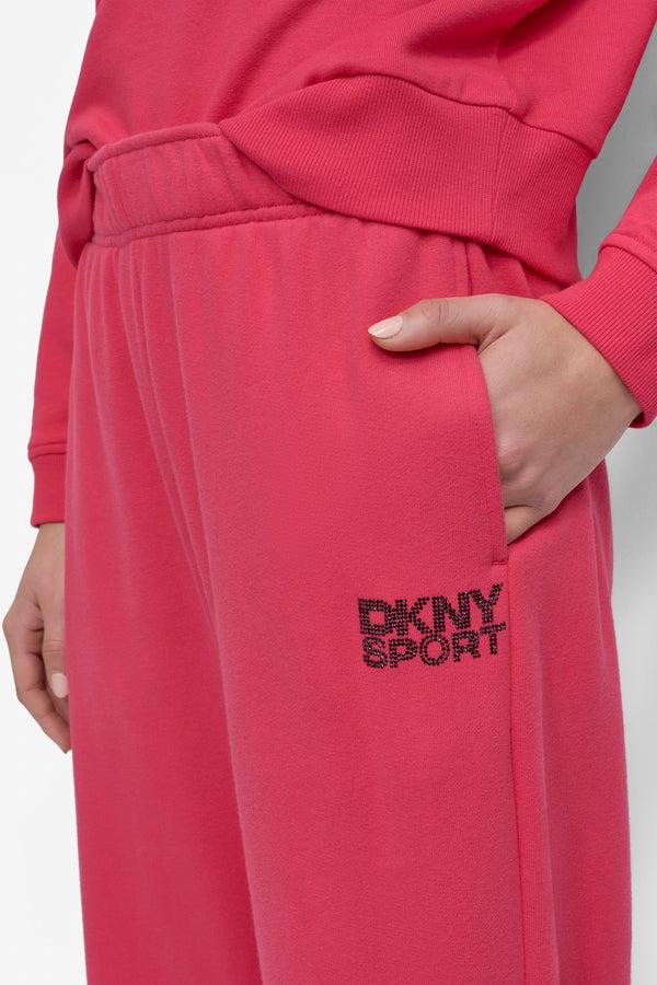 Dkny EXTRA HIGH-RISE LOGO-EMBELLISHED SWEATPANT Azalea/Black