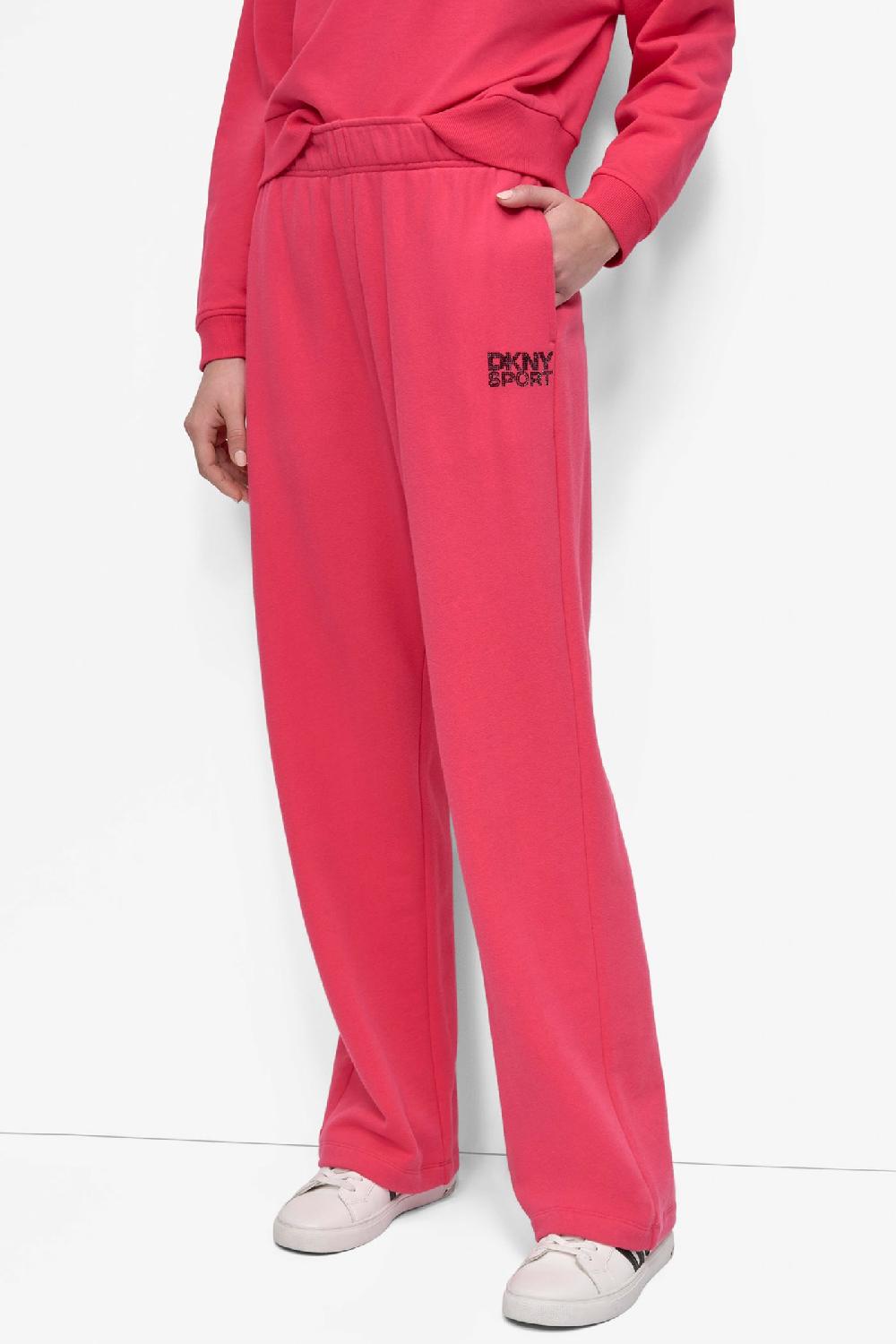 dkny EXTRA HIGH-RISE LOGO-EMBELLISHED SWEATPANT Azalea/Black