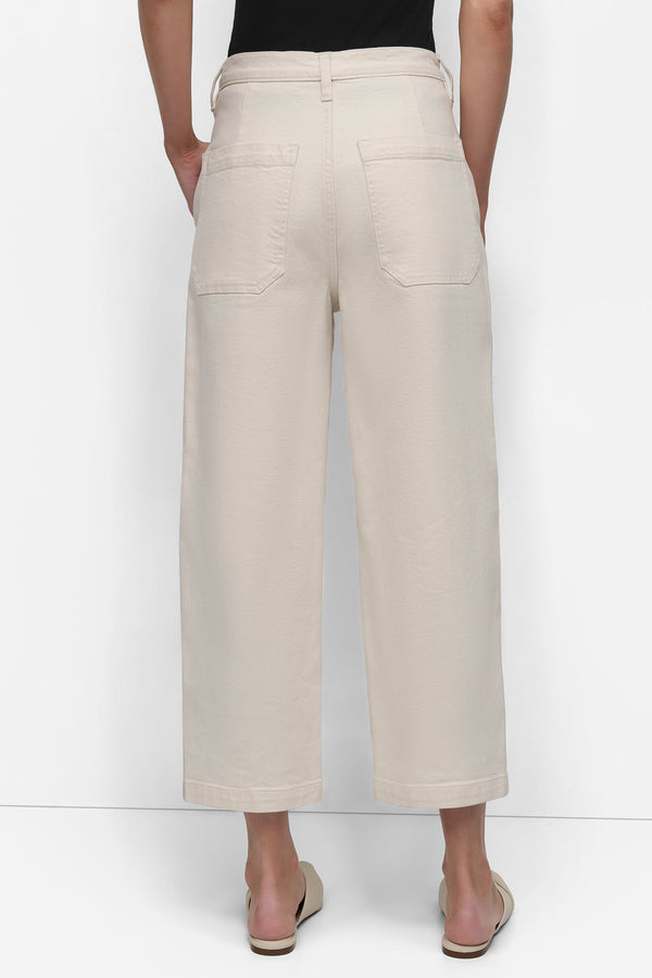 Dkny GARMENT DYED HIGH Rise Length UTILITY BARREL LEG ECRU