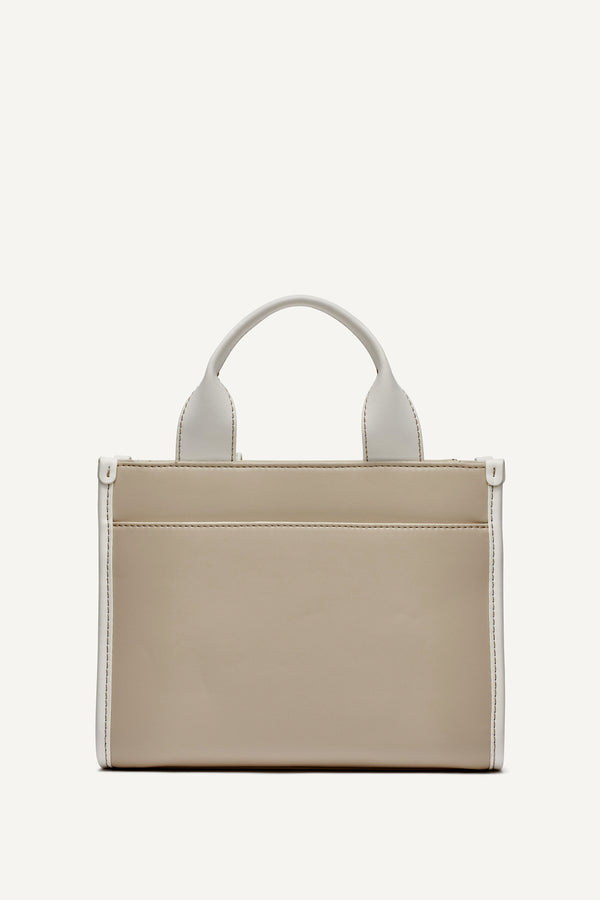 Dkny HADLEE SMALL EMBELLISHED LOGO TOTE TAUPE/MARSHMALLOW