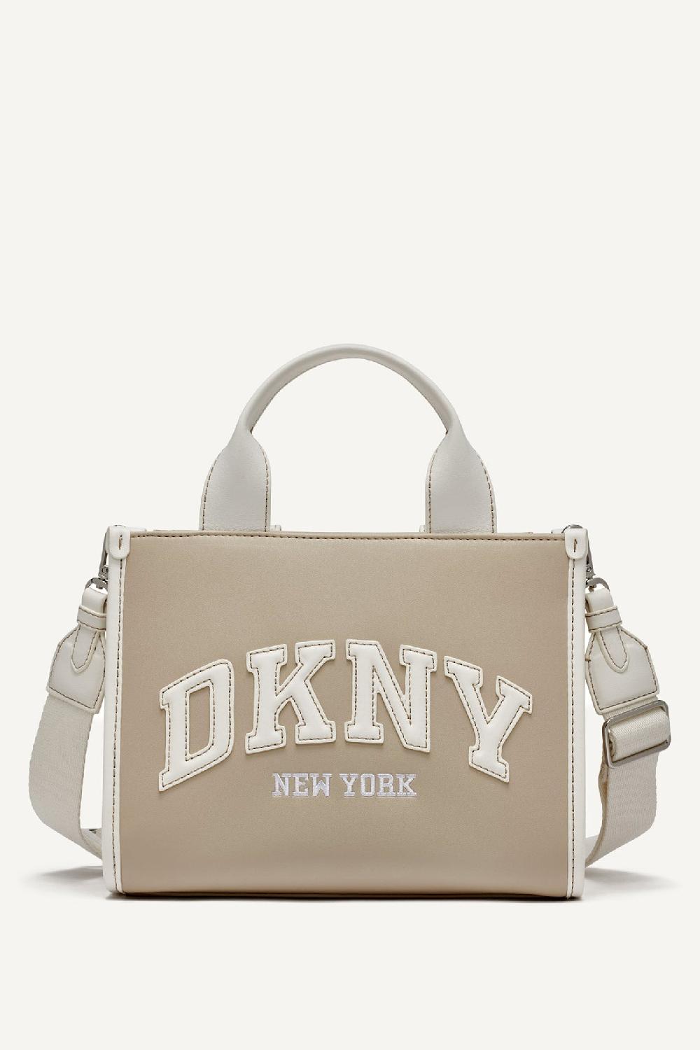 dkny HADLEE SMALL EMBELLISHED LOGO TOTE TAUPE/MARSHMALLOW