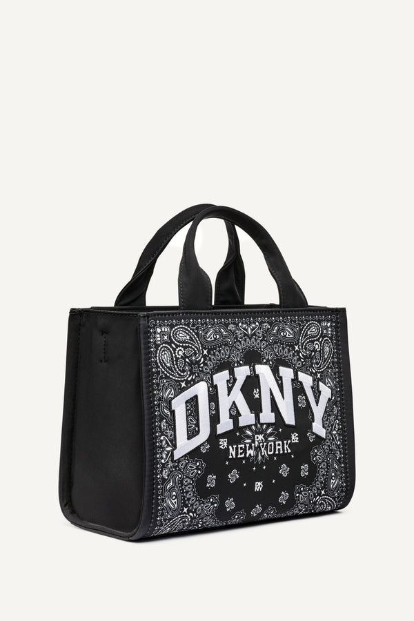 Dkny HADLEE SMALL EMBROIDERED LOGO TOTE Black/Silver