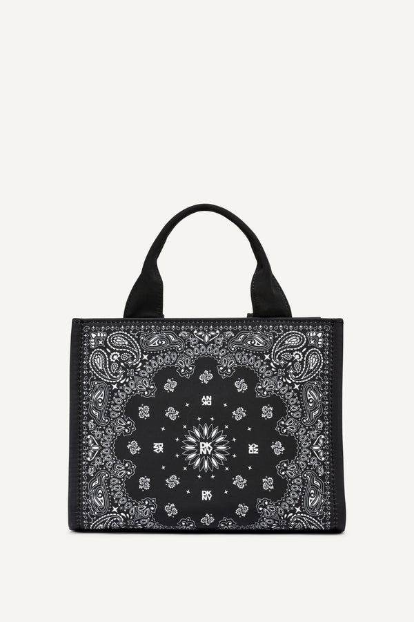 Dkny HADLEE SMALL EMBROIDERED LOGO TOTE Black/Silver