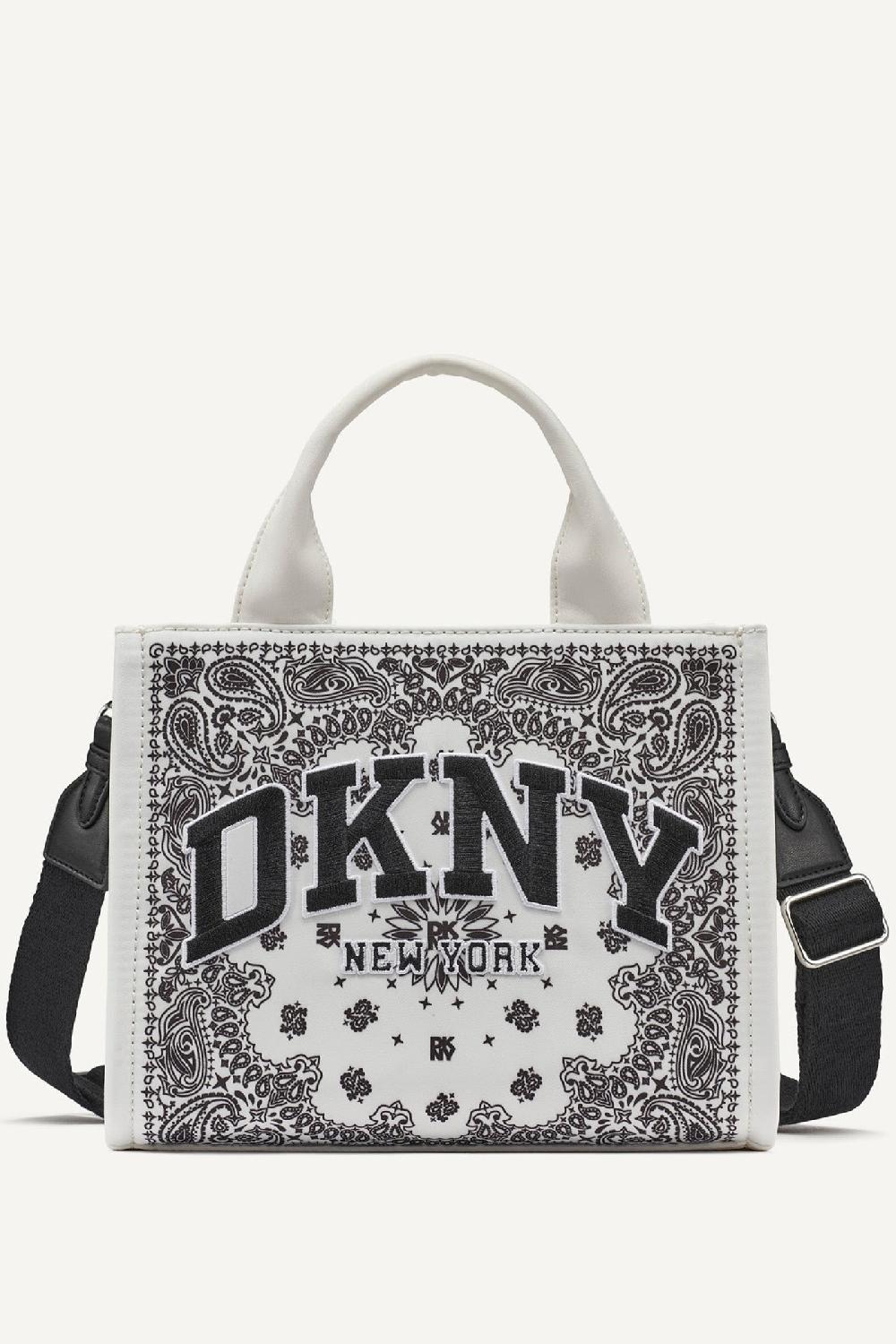 dkny HADLEE SMALL EMBROIDERED LOGO TOTE Marshmallow