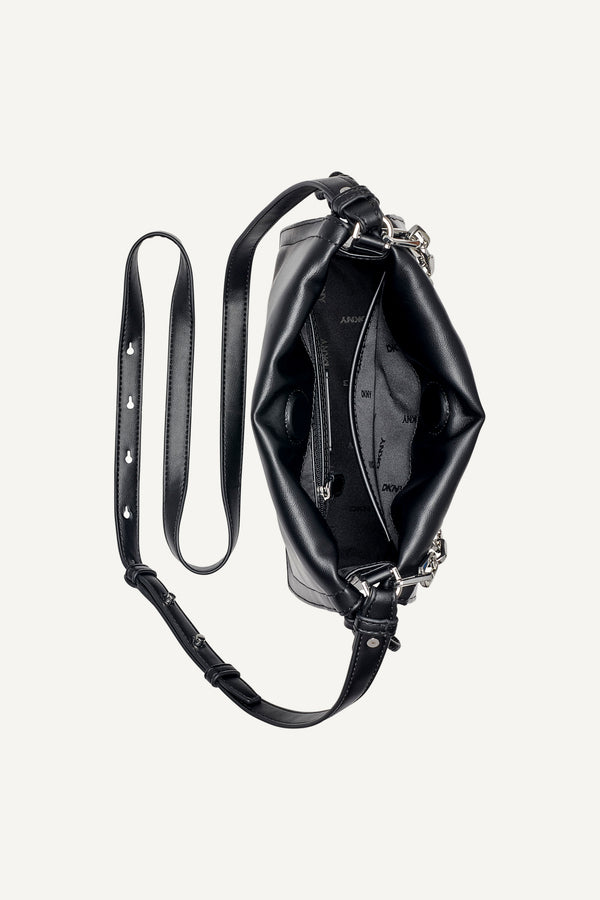 Dkny HALLE LOGO DRAWSTRING CROSSBODY BAG Black/Silver