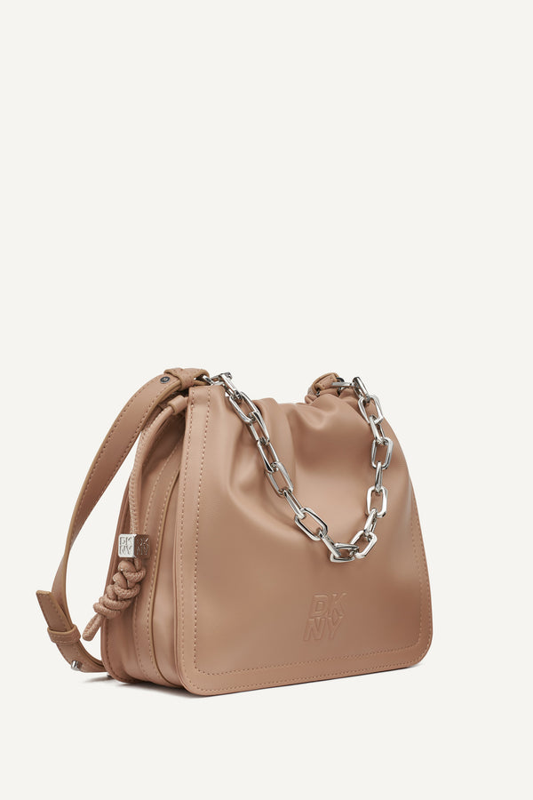 Dkny HALLE LOGO DRAWSTRING CROSSBODY BAG Cappuccino