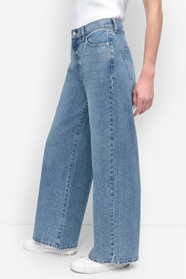 Dkny HIGH Rise Length WIDE LEG WITH RHINESTONE EMBELLISHMENT CEDAR STREET