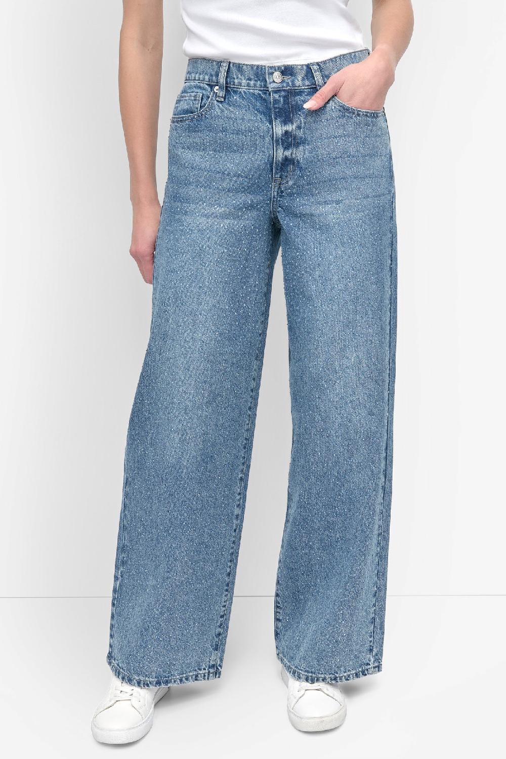 dkny HIGH Rise Length WIDE LEG WITH RHINESTONE EMBELLISHMENT CEDAR STREET