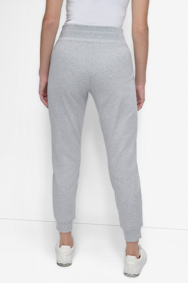 Dkny HIGH-RISE LOGO DRAWSTRING JOGGER PEARL GREY HEATHER
