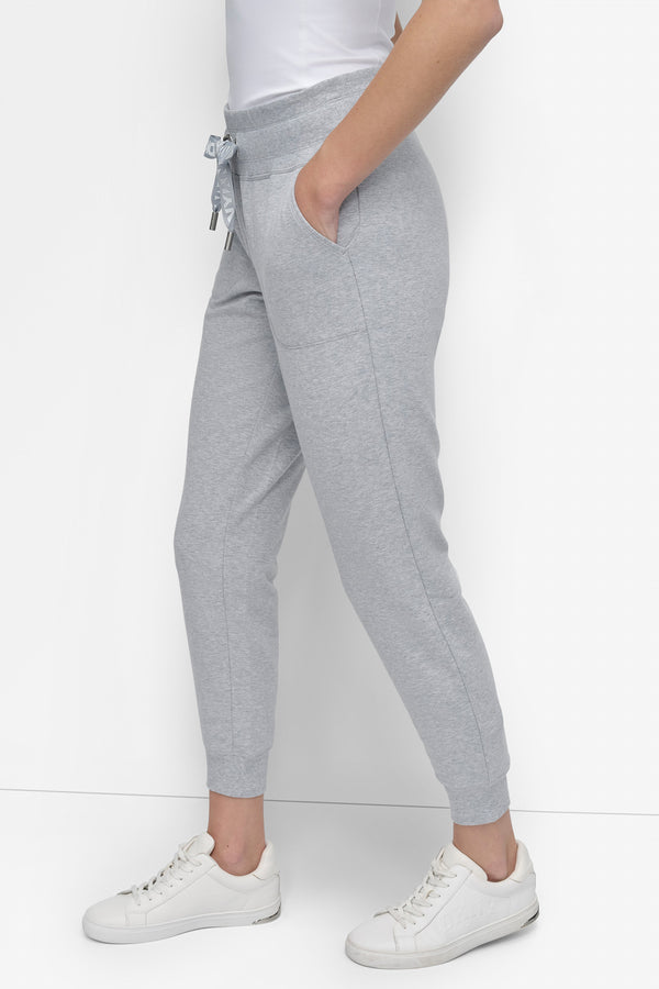 Dkny HIGH-RISE LOGO DRAWSTRING JOGGER PEARL GREY HEATHER