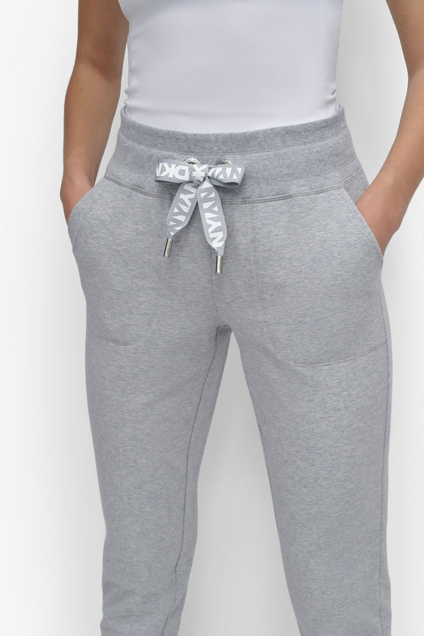 Dkny HIGH-RISE LOGO DRAWSTRING JOGGER PEARL GREY HEATHER