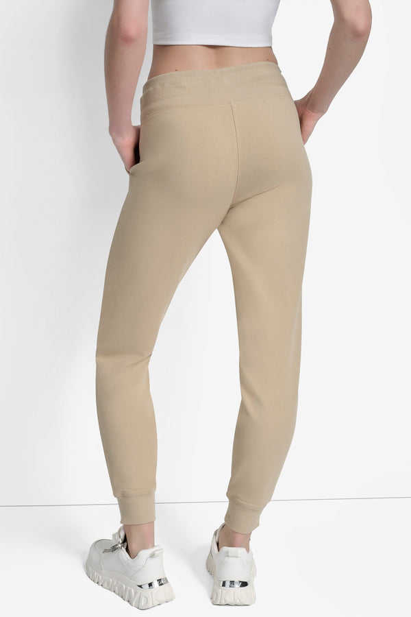 Dkny HIGH RISE LOGO DRAWSTRING JOGGER TRAVERTINE/WHITE
