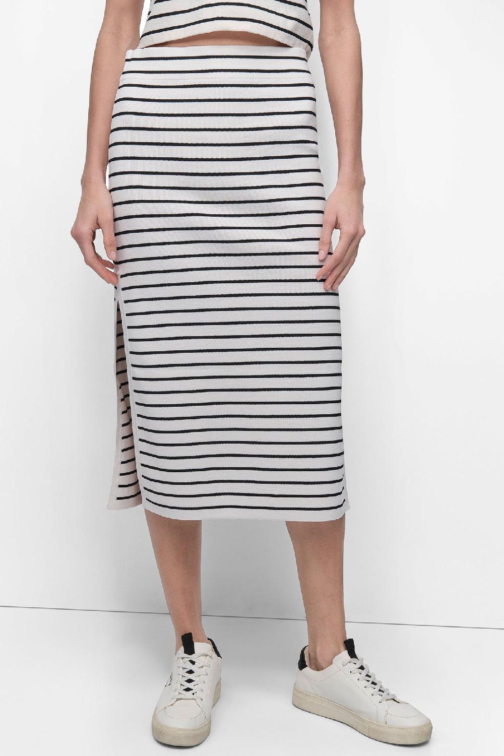 dkny HIGH-RISE MIDI SWEATER PENCIL SKIRT Ivory/Black