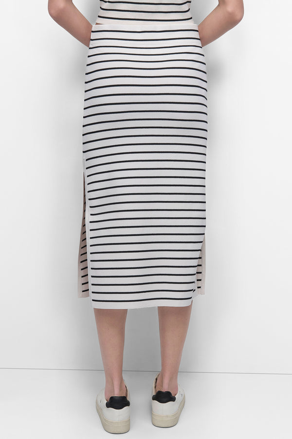 Dkny HIGH-RISE MIDI SWEATER PENCIL SKIRT Ivory/Black