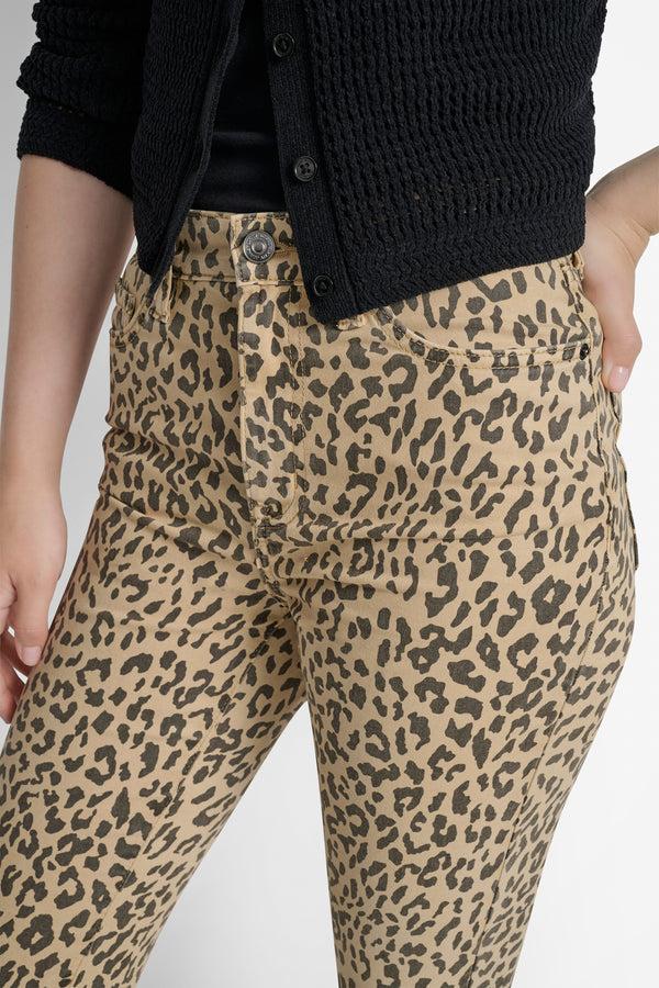 Dkny HIGH-RISE RAW EDGE FLARE JEAN Travertine Leopard
