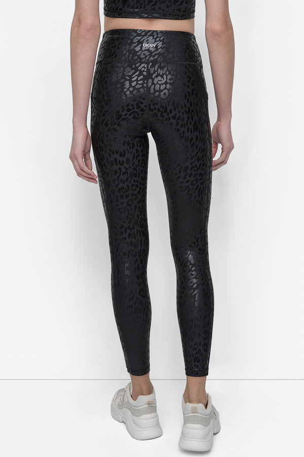 Dkny HIGH WAIST 7/8 PRINTED FITNESS TIGHT WITH POCKETS NIGHT CAT BLACK