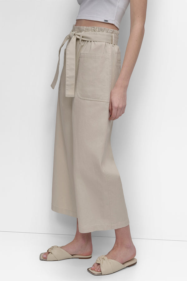 Dkny HIGH WAIST PAPER BAG PANT WITH SELF BELT Light City Khaki