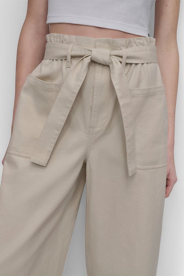Dkny HIGH WAIST PAPER BAG PANT WITH SELF BELT Light City Khaki