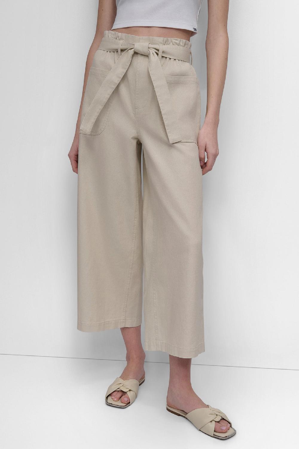 dkny HIGH WAIST PAPER BAG PANT WITH SELF BELT Light City Khaki