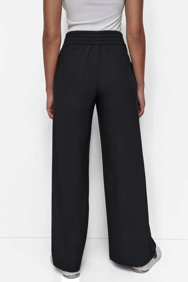 Dkny HUDSON STRETCH HIGH RISE WIDE LEG PANT WITH POCKET Black