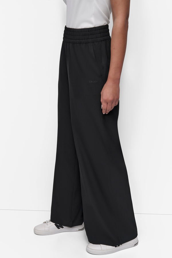 Dkny HUDSON STRETCH HIGH RISE WIDE LEG PANT WITH POCKET Black