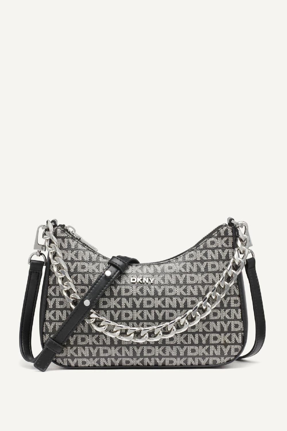 dkny JENNA LOGO DEMI CROSSBODY BAG BLACK LOGO/BLACK