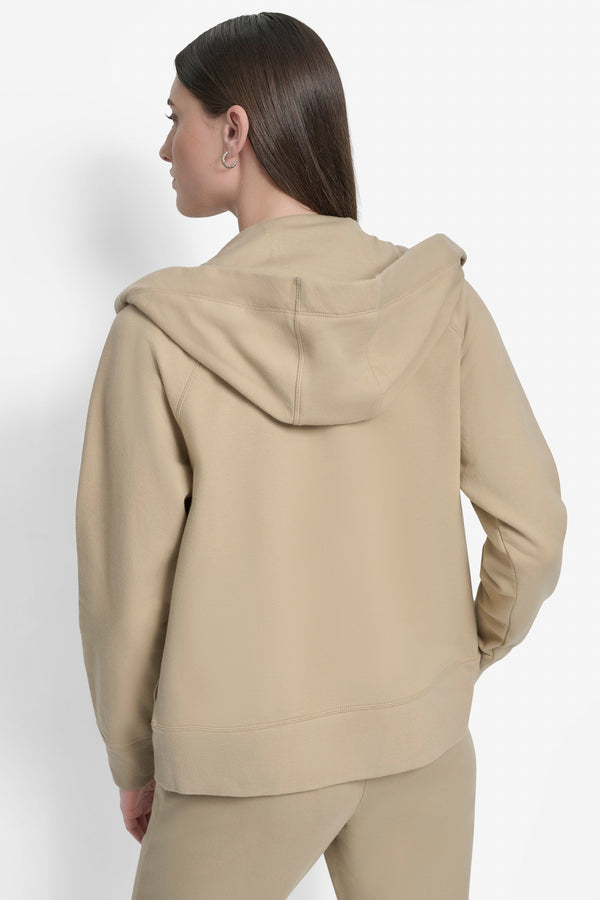Dkny LOGO DRAWSTRING PERFORMANCE HOODIE TRAVERTINE/WHITE