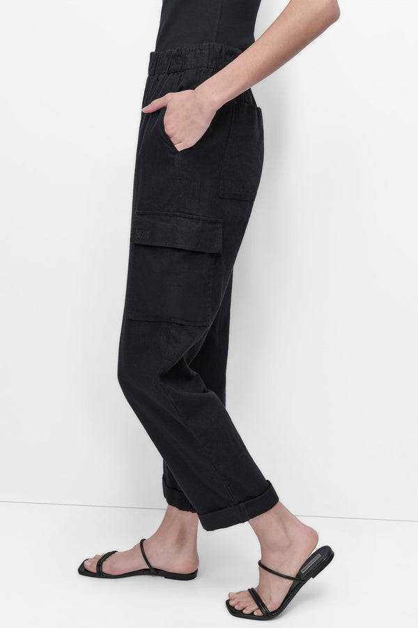 Dkny MIDRise Length CARGO PANTS WITH ELASTICATED Black