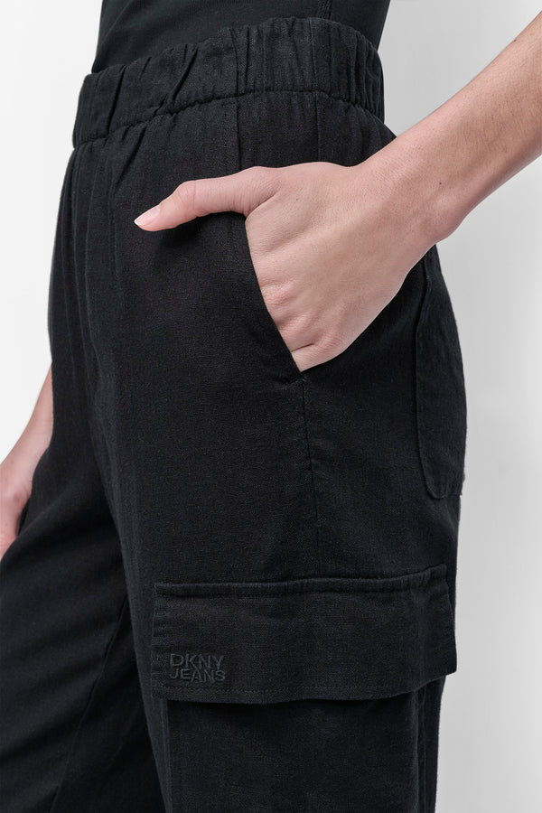 Dkny MIDRise Length CARGO PANTS WITH ELASTICATED Black