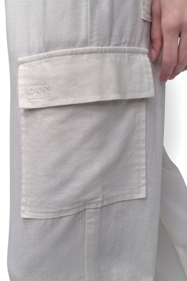 Dkny MIDRise Length CARGO PANTS WITH ELASTICATED IVORY