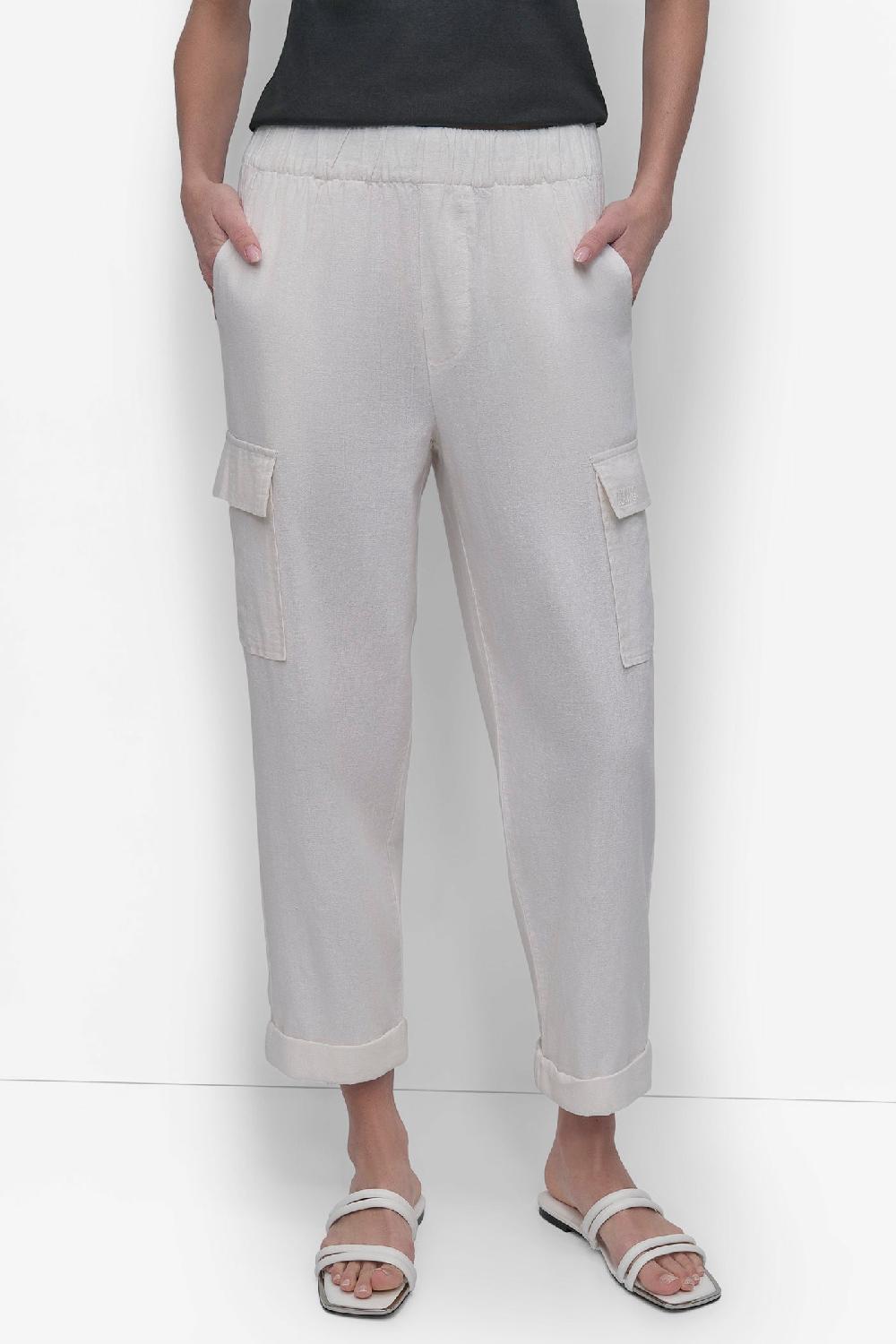 dkny MIDRise Length CARGO PANTS WITH ELASTICATED IVORY
